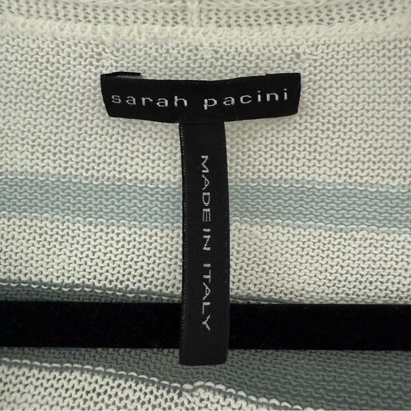 Sarah Pacini blue & white stripe linen wrap cardigan sweater - One Size - Picture 3 of 4